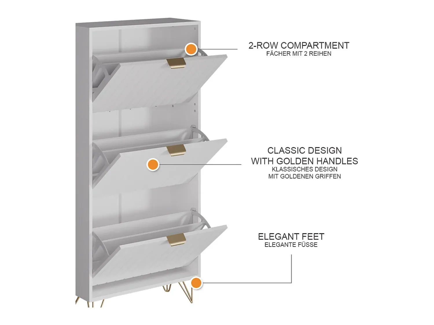 Outlet Vicco Schuhschrank 60x23.5x128.5 helge Branco