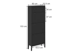 Móvel De Arrumação|Sapateira*Vicco Schuhschrank 60x23.5x153 aron Preto