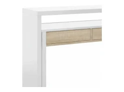 Dmora Secretária Billings, Secretária com tampo extensível, Secretária para PC com 2 gavetas, 99x36h88 cm, e Carvalho^ Consola
