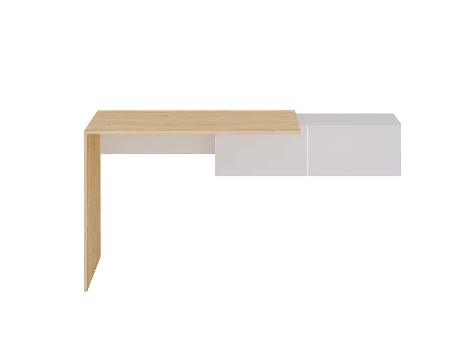 New Vente-unique Secretária consola suspensa com 2 armários cor natural e branco - MOLAWA Natural claro / Branco