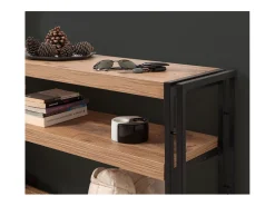 Concept-Usine Secretária de estilo industrial HANKO - madeira e preto - 140 cm com 2 gavetas^ Consola