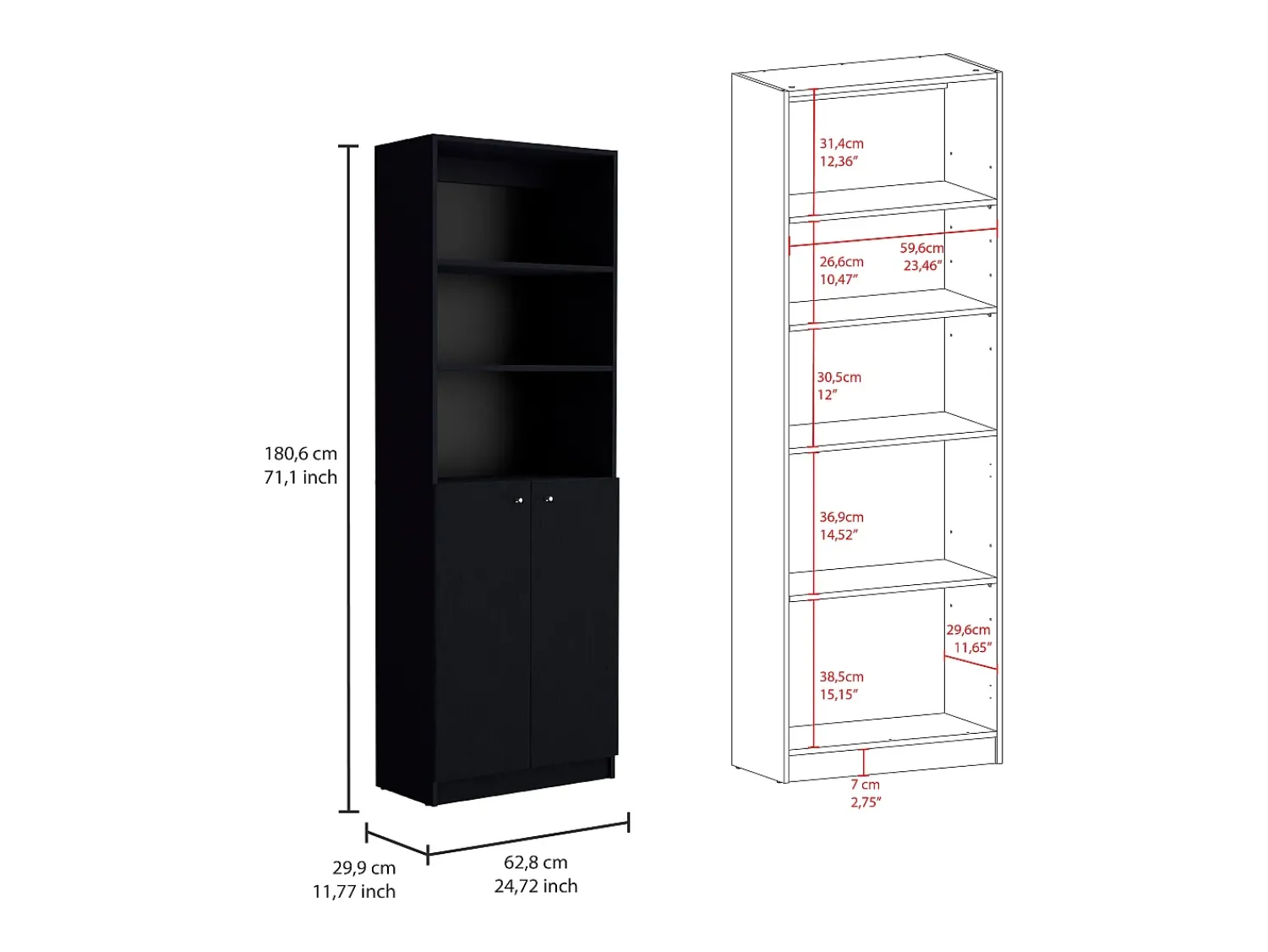TuHome Set Triplo de Bibliotecas Munds Concept: Organização Inteligente, Estantes Abertos e Elegância Minimalista em um Só Conjunto^ Biblioteca