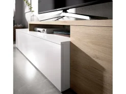 Móvel De Tv|Dmora Sistema de parede Baker, conjunto modular de sala de canto, móvel de sala de TV multiposições, 201x41h180 cm, e carvalho Branco