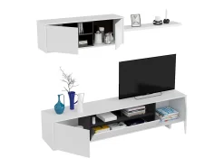 Móvel De Tv*Dmora Sistema de parede Dafanti, móvel de sala de TV, composição de conjunto de sala, conjunto de sala com móvel de parede, 200x41h46 cm, brilhante Branco