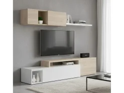 Dmora Sistema de parede Dagnell, conjunto modular de sala de canto, móvel de sala de TV multiposições, 201x41h180 cm, e carvalho^ Móvel De Tv