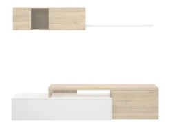 Dmora Sistema de parede Dagnell, conjunto modular de sala de canto, móvel de sala de TV multiposições, 201x41h180 cm, e carvalho^ Móvel De Tv