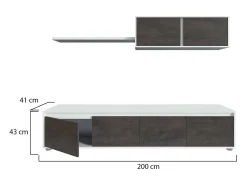 Móvel De Tv*Dmora Sistema de parede Damatte, móvel de sala de TV, composição de conjunto de sala, conjunto de sala com móvel de parede, 200x41h43 cm, e Ã