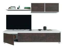 Móvel De Tv*Dmora Sistema de parede Damatte, móvel de sala de TV, composição de conjunto de sala, conjunto de sala com móvel de parede, 200x41h43 cm, e Ã