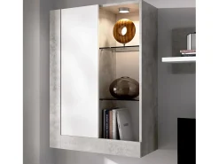 Dmora Sistema de parede Dament, Conjunto modular de sala, Móveis de sala multiposições, 265x42h180 cm, e Cimento^ Móvel De Tv