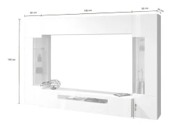 Móvel De Tv|Dmora Sistema de parede Dberard, conjunto de sala de TV com 6 portas, móveis de sala multiuso com luz LED, 100% Made in Italy, 290x40h191 cm, brilhante Branco