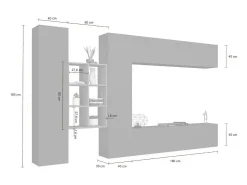 Móvel De Tv*Dmora Sistema de parede Dcaldar, conjunto de sala de TV com 4 portas, móveis de sala multiuso, 100% Made in Italy, 280x30h180 cm, Antracite e Maple Preto