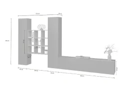 Dmora Sistema de parede Dcarbon, conjunto de sala de TV com 3 portas, móveis de sala multiuso, 100% Made in Italy, 270x30h180 cm, Antracite e Maple Preto