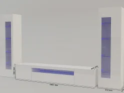 Outlet Dmora Sistema de parede Dcontin, conjunto de sala de TV, móveis de sala multiuso, 100% fabricado na Itália, 290x40h162 cm, brilhante Branco