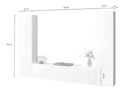 Sale Dmora Sistema de parede Ddurmis, conjunto de sala de TV com 3 portas, móveis de sala multiuso, 100% fabricado na Itália, 260x30h180 cm, brilhante Branco
