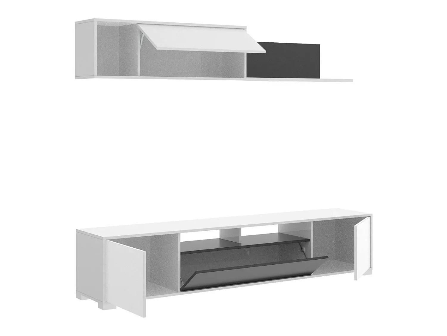 Móvel De Tv|Dmora Sistema de parede Dfalcon, móvel de sala de TV, móveis de sala multiuso, 200x41h180 cm, e Antracite Branco
