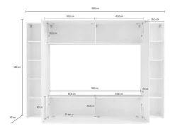 Móvel De Tv*Dmora Sistema de parede Dgirm, conjunto de sala de TV com 4 portas, móveis de sala multiuso, 100% Fabricado na Itália, 260x30h180 cm, Antracite Preto