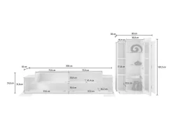 Móvel De Tv*Dmora Sistema de parede Djazir, conjunto de sala de TV, móveis de sala multiuso, 100% fabricado na Itália, 280x45h121 cm, brilhante e concreto Branco