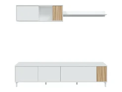 Dmora Sistema de parede Dolze, Armário de sala com portas, Armário suspenso com prateleira, Aparador multiuso, 200x40h47 cm, e Carvalho^ Móvel De Tv