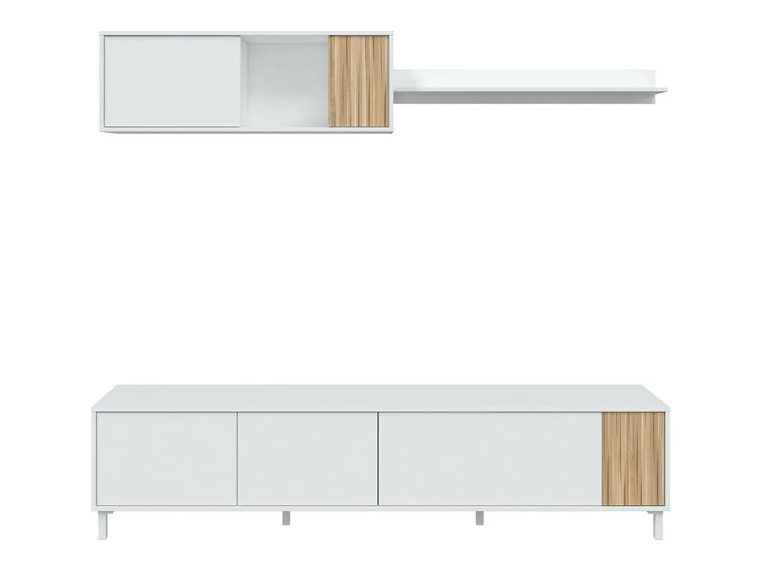 Dmora Sistema de parede Dolze, Armário de sala com portas, Armário suspenso com prateleira, Aparador multiuso, 200x40h47 cm, e Carvalho^ Móvel De Tv