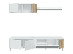 Dmora Sistema de parede Dolze, Armário de sala com portas, Armário suspenso com prateleira, Aparador multiuso, 200x40h47 cm, e Carvalho^ Móvel De Tv
