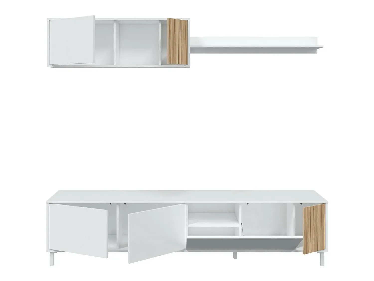 Dmora Sistema de parede Dolze, Armário de sala com portas, Armário suspenso com prateleira, Aparador multiuso, 200x40h47 cm, e Carvalho^ Móvel De Tv