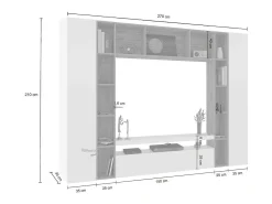 Sale Dmora Sistema de parede Gilberto, conjunto de sala de TV com 3 portas, móveis de sala multiuso, 100% Made in Italy, 270x35h210 cm, brilhante e carvalho Branco
