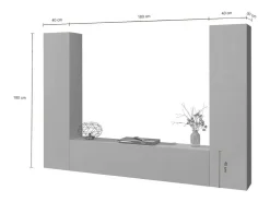 Dmora Sistema de parede Giordano, conjunto de sala de TV com 3 portas, móveis de sala multiuso, 100% Fabricado na Itália, 260x30h180 cm, Antracite^ Móvel De Tv