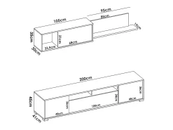 Móvel De Tv|Dmora Sistema de parede Gruf, móvel de sala de TV, móveis de sala multiuso, 200x41h180 cm, carvalho e branco Castanho