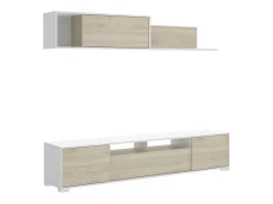 Móvel De Tv|Dmora Sistema de parede Gruf, móvel de sala de TV, móveis de sala multiuso, 200x41h180 cm, carvalho e branco Castanho
