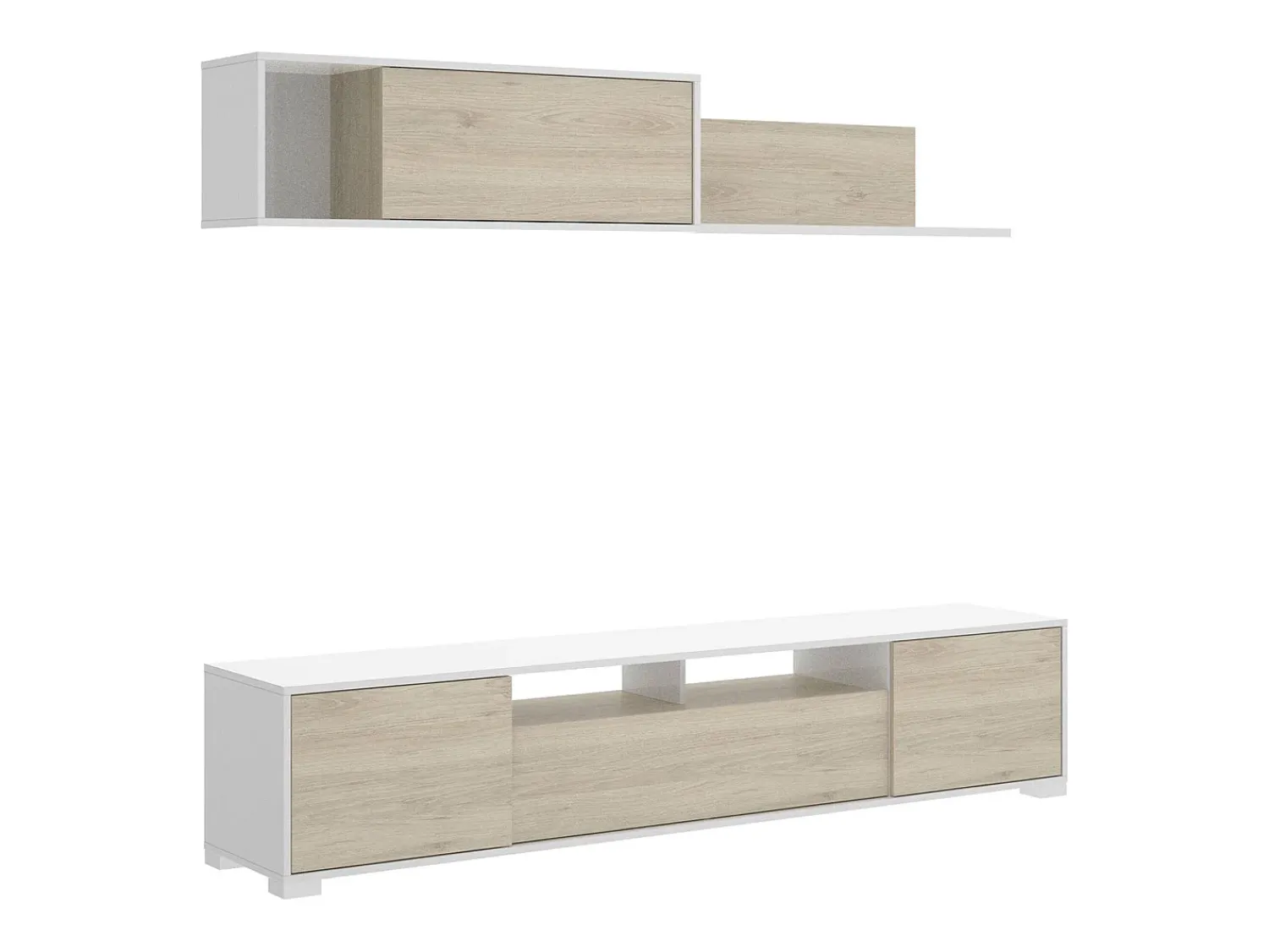 Móvel De Tv|Dmora Sistema de parede Gruf, móvel de sala de TV, móveis de sala multiuso, 200x41h180 cm, carvalho e branco Castanho