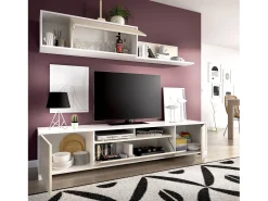 Móvel De Tv|Dmora Sistema de parede Gruf, móvel de sala de TV, móveis de sala multiuso, 200x41h180 cm, carvalho e branco Castanho