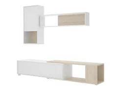 Hot Dmora Sistema de parede Legnone, Conjunto modular de sala de canto, Móveis de sala multiposições, 230x41h180 cm, e Carvalho Branco