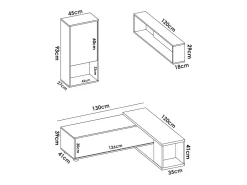 Hot Dmora Sistema de parede Legnone, Conjunto modular de sala de canto, Móveis de sala multiposições, 230x41h180 cm, e Carvalho Branco