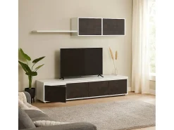 Dmora Sistema de parede Savannah, móvel de sala de TV, composição de conjunto de sala, conjunto de sala com móvel de parede, 200x41h43 cm, e Ã