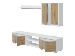 Móvel De Tv|Dmora Sistema de parede Wells, Conjunto de sala, Móveis de sala multiuso, Composição para sala moderna, 200x40h114 cm, e Carvalho Branco