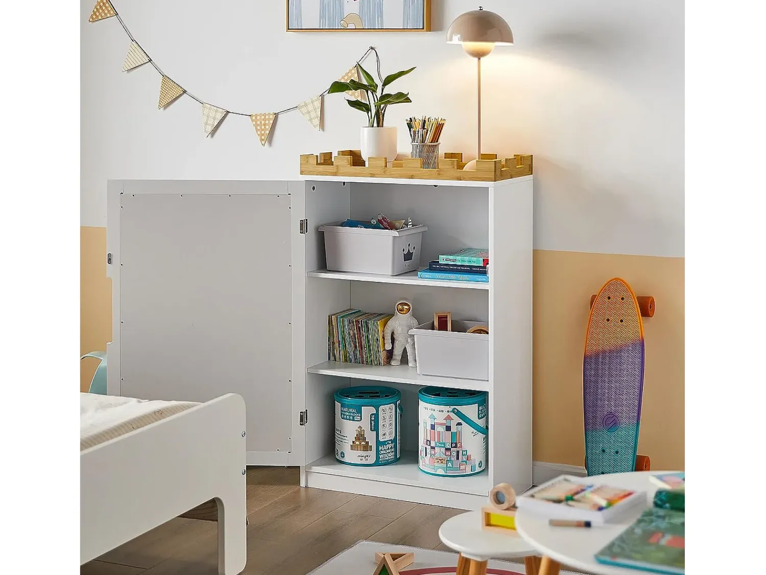 Biblioteca|Sobuy armário de criança, armário de livros infantis, armário infantil KMB43-W Branco