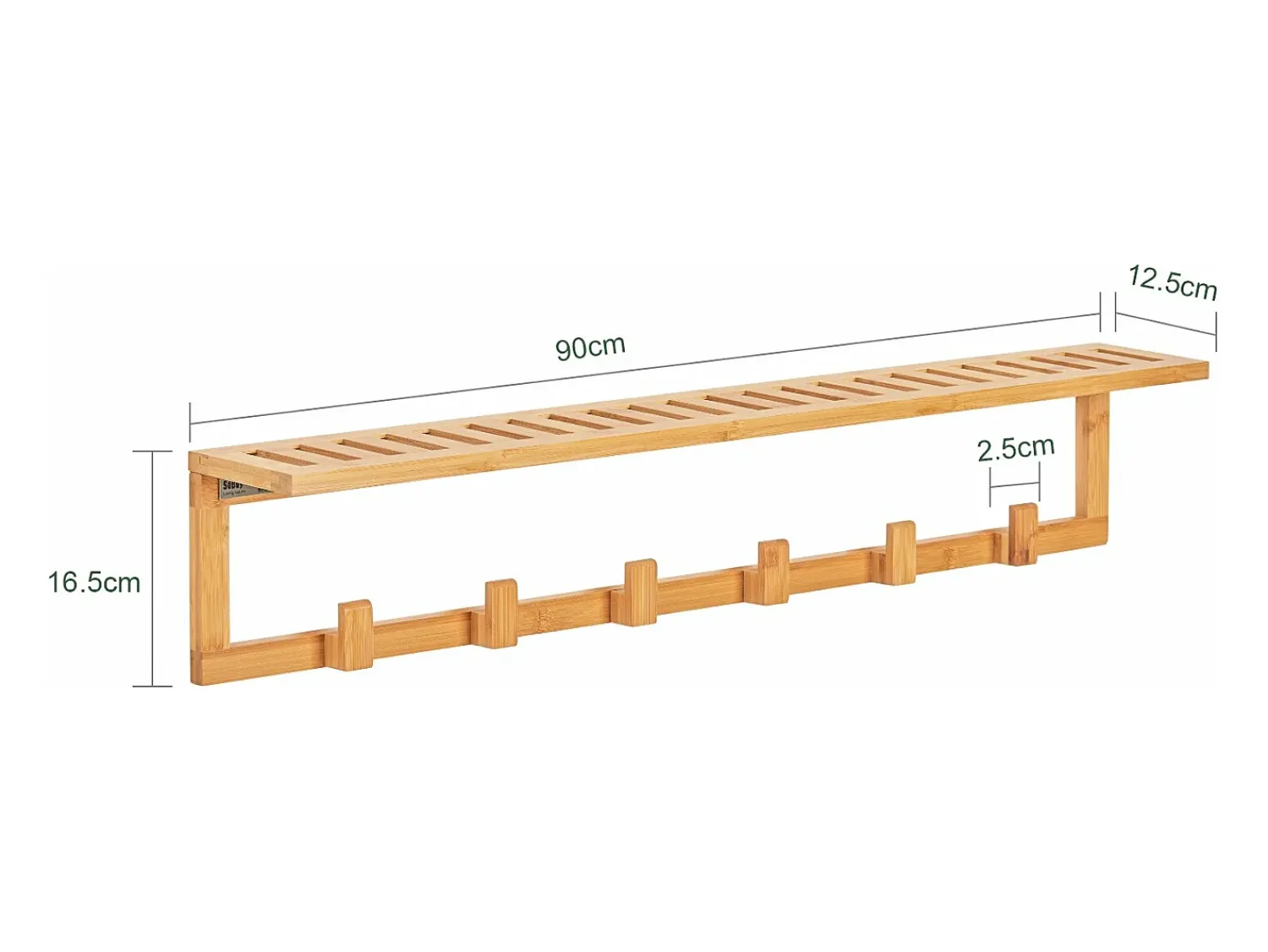 Cabide De Pé*Sobuy armário de parede, cabide de parede, Cabide de parede com prateleira FHK06-N Natural claro