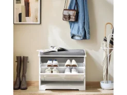 Móvel De Arrumação|Sapateira*Sobuy Armário de sapatos com prateleira, banco, Banco com sapateira FSR184-K-W Branco