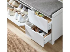 Móvel De Arrumação|Sapateira*Sobuy Armário de sapatos com prateleira, banco, Banco com sapateira FSR185-W Branco