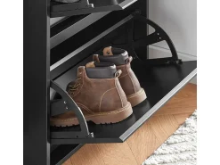 Móvel De Arrumação|Sapateira*Sobuy Armário de Sapatos Estreito Organizador Portátil com Portas Marrom Preto