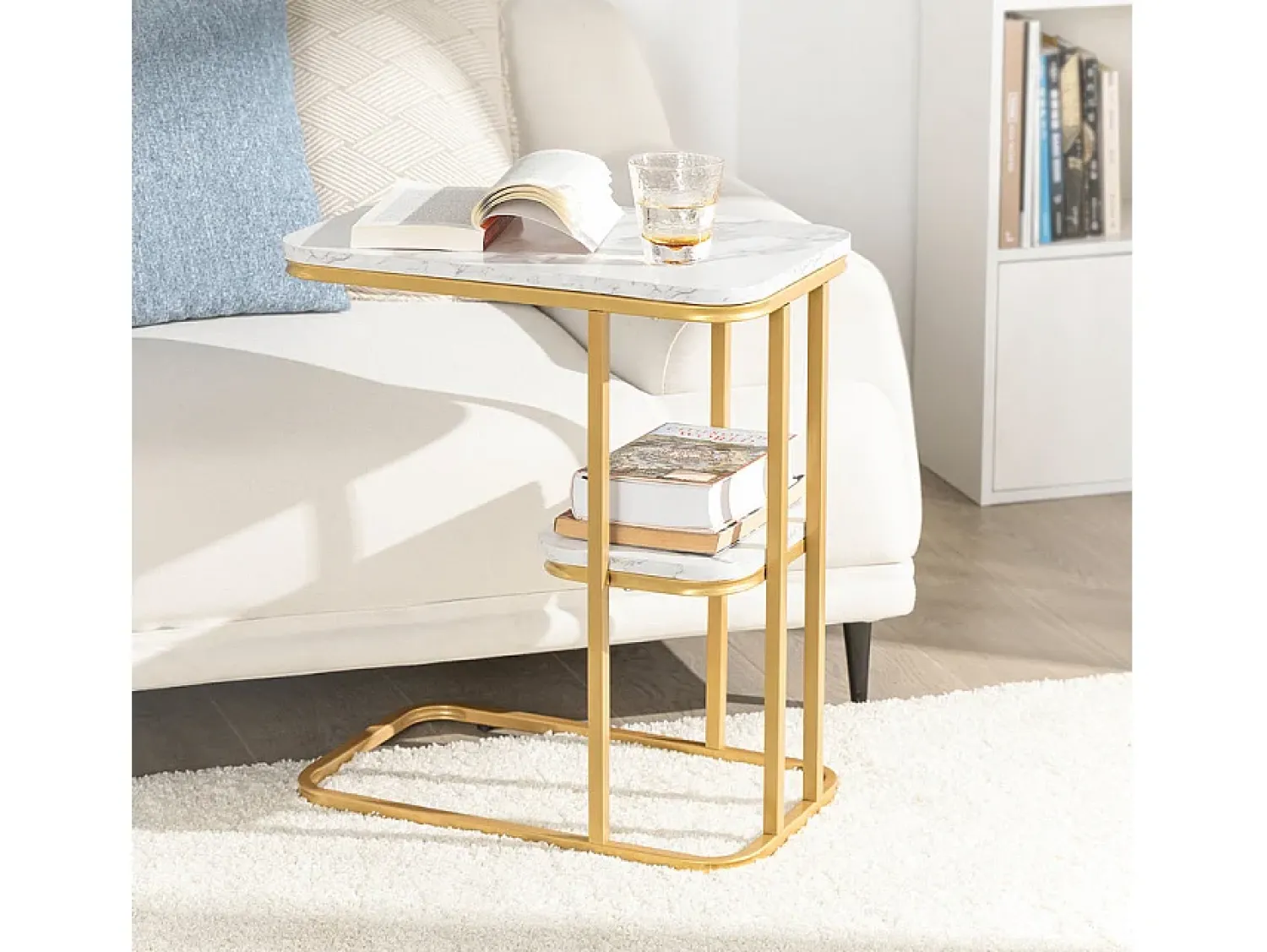 Mesa De Apoio*Sobuy borda de apoio, mesa auxiliar, Mesa auxiliar de sofá FBT110-G Dourado