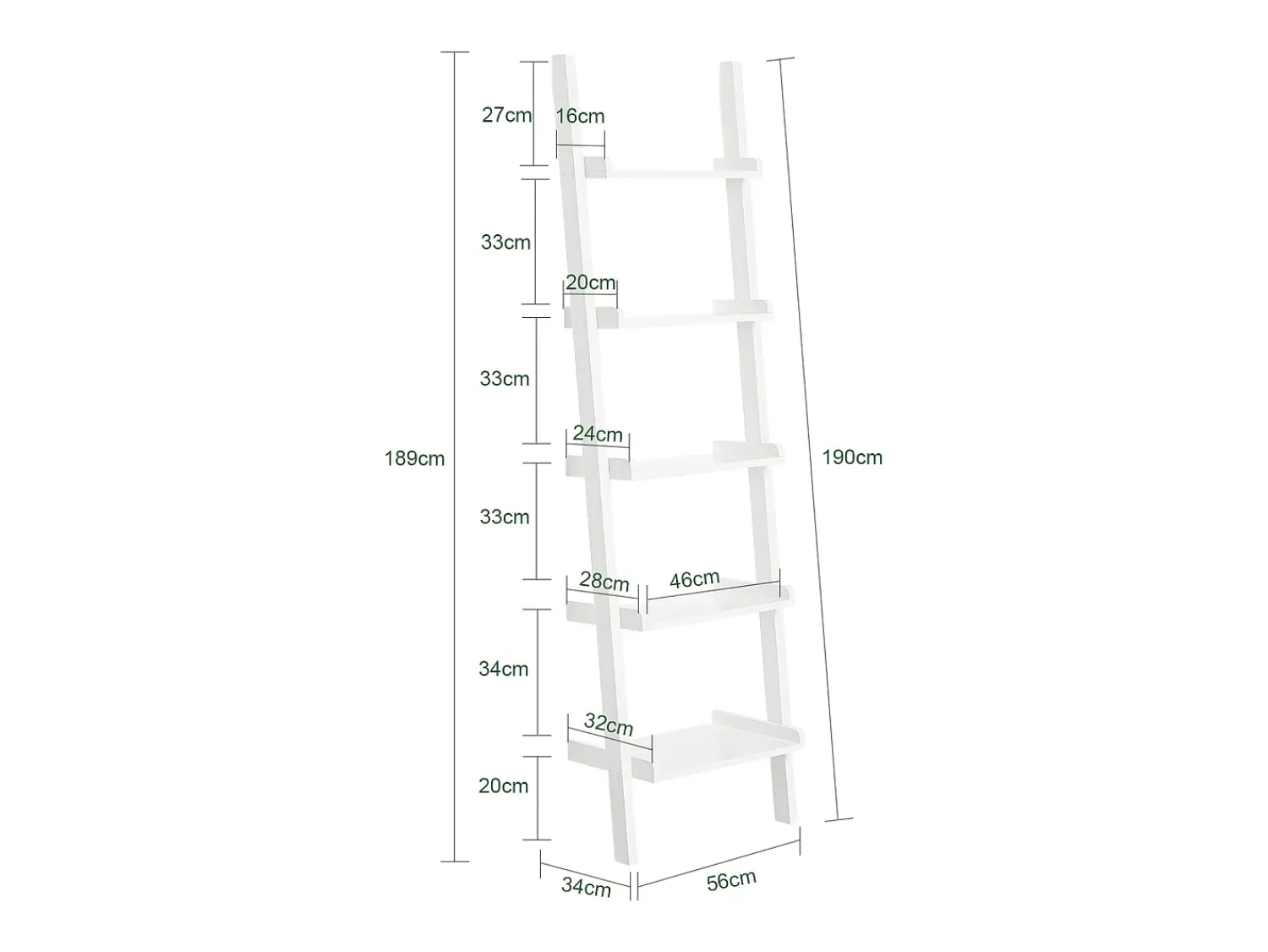 New Sobuy escada de madeira, escada decorativa, escritório FRG17-W Branco