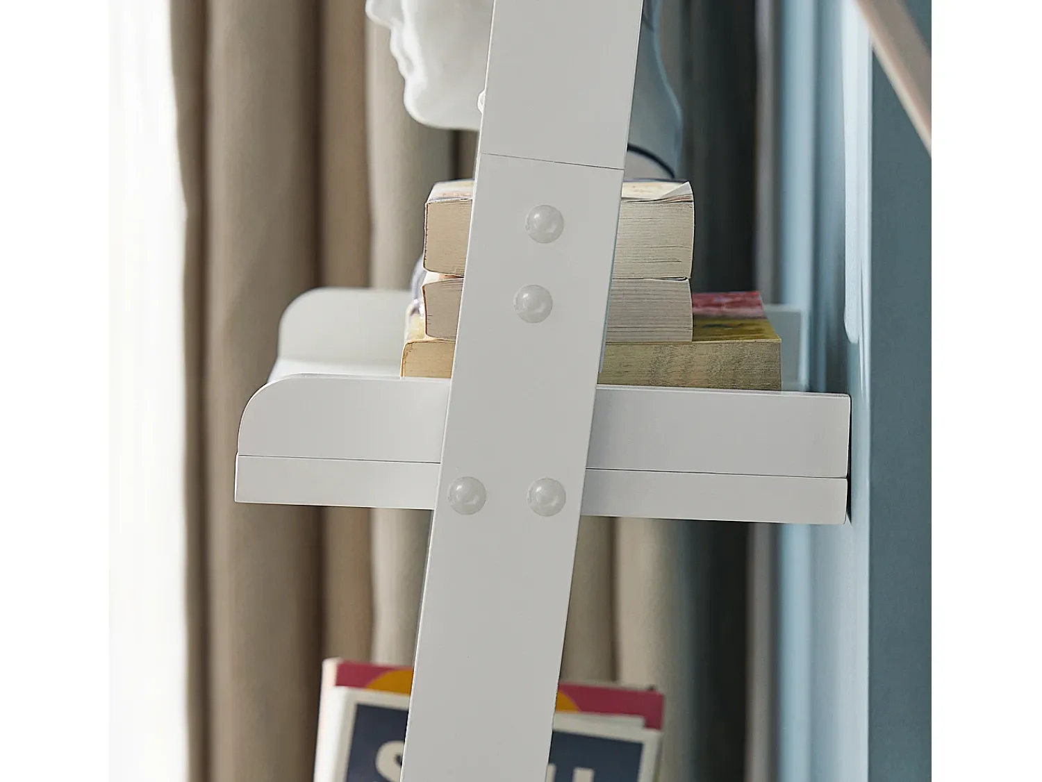 New Sobuy escada de madeira, escada decorativa, escritório FRG17-W Branco