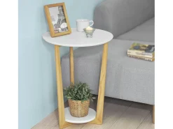 Mesa De Apoio*Sobuy mesa de cabeceira, mesa de café, mesa de café redonda FBT52-WN Natural escuro