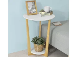 Mesa De Apoio*Sobuy mesa de cabeceira, mesa de café, mesa de café redonda FBT52-WN Natural escuro