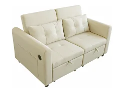 Sofá*ModernLuxe Sofá 3 em 1 - Sofá de 2 lugares - Encosto ajustável - Com porta USB - Bolsos nos braços + Almofadas - Bege