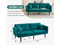 ModernLuxe Sofá 2 em 1 ajustável - 2 lugares - Veludo -^ Sofá