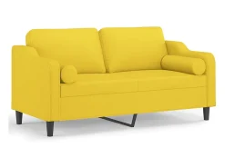 Sofá| Sofá 2 lug. + almofadas decorativas 140 cm tecido -claro PT561248 Amarelo
