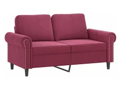 Online Sofá 2 lug. + almofadas decorativas 120cm veludo tinto PT331321 Vermelho