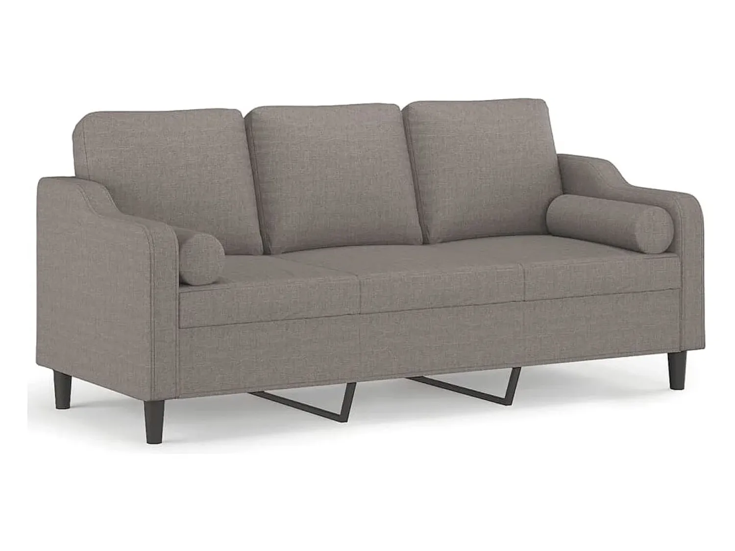 Sofá 3 lug. +almofadas decoração 180cm tecido cinza-acastanhado PT906650^ Sofá